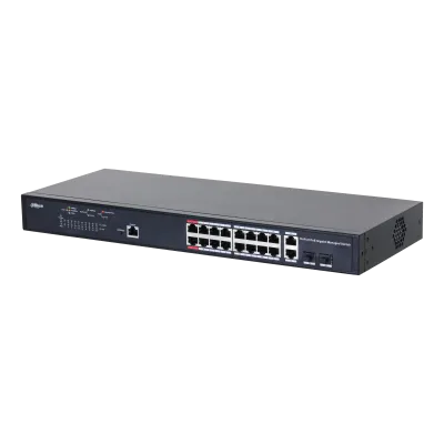18-Port Managed Gigabit Switch with 16-Port PoE